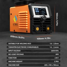 HITBOX ARC200 Mini Stick Welder 220V 2 in 1 MMA/Lift TIG IGBT Inverter Welding Machine LED Digital Display Anti-stick Arc Force Hot Start VRD Portable Home Welder