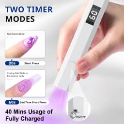 Mini UV Nail Light - Timers & Adjustable Stand, Handheld Nail Lamp for Gel Nails, Rechargeable Nail Dryer Flash Curing for Glue