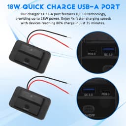 2PCS 3 Ports 12V RV USB Outlet 90W, Dual PD3.0 Type-C Quick Charge 72W & USB QC3.0 18W Panel Wall Mount Easy Install