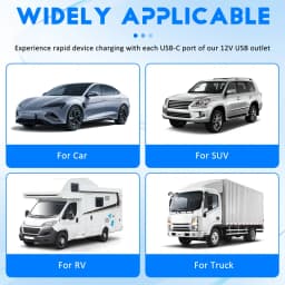 2PCS 3 Ports 12V RV USB Outlet 90W, Dual PD3.0 Type-C Quick Charge 72W & USB QC3.0 18W Panel Wall Mount Easy Install