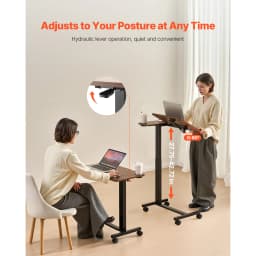 SucceBuy  Overbed Table Mobile Bed Side Table with Swivel Casters Height & Angle Adjustable Laptop Desk for Home Office Study