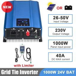 Y&H Grid Tie Inverter 1.2KW 1KW with Limiter Pure Sine Wave Solar Inverter for Solar Panels/Battery Discharge Mode Optional WiFi
