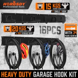 HORUSDY Bike Storage Rack Bike Racks Helmets Hooks Wall Mounted Capacity 600lbs