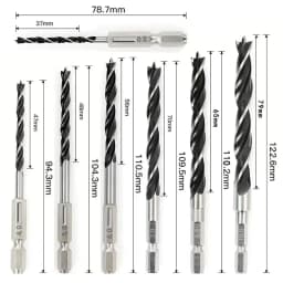 3/5/7PCS 3/4/5/6/7/8/10mm 1/4 Hexagonal Handle Three Pointed Woodworking Drill Bit Set Woodworking Hole Reaming Power Tool