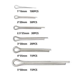 230PCS Stainless Steel Cotter Pin Assortment Set 6 Sizes Split Pins Spring Kit