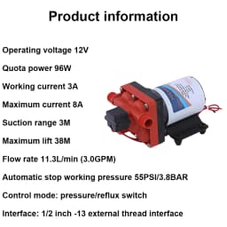 DC electric 12V water heater bathroom booster car wash diaphragm pump water pump