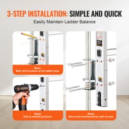 SucceBuy Ladder Levler 23.4 inch Steel 550lbs Load Leveling Tool Pitch Hopper Stair Ladder Stabilizer with Storage Easy to Use