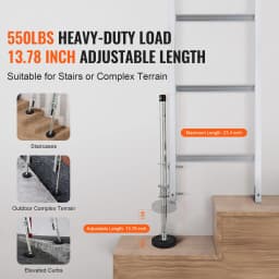 SucceBuy Ladder Levler 23.4 inch Steel 550lbs Load Leveling Tool Pitch Hopper Stair Ladder Stabilizer with Storage Easy to Use