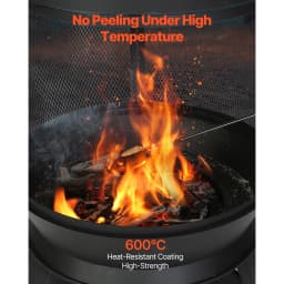 SucceBuy Chiminea 22 Inch Outdoor Wood Burning Firepit with Grill Mesh Chimney Coat & Rustproof Chiminea Lid for Patio Backyard