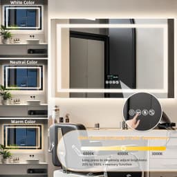 80/100/120/140cm LED Bathroom Mirror with Bluetooth Speaker Antifog Dimmable 3 Lights Time Setting Backlitligth Vanity Wall Mirr