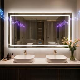 80/100/120/140cm LED Bathroom Mirror with Bluetooth Speaker Antifog Dimmable 3 Lights Time Setting Backlitligth Vanity Wall Mirr