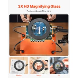 SucceBuy Magnetic Helping Hands Soldering Station 4Tool w/3X LED Magnifying Lamp & Non-Slip Heavy-Duty Base Craft Hobby DIY