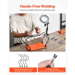 SucceBuy Magnetic Helping Hands Soldering Station 4Tool w/3X LED Magnifying Lamp & Non-Slip Heavy-Duty Base Craft Hobby DIY