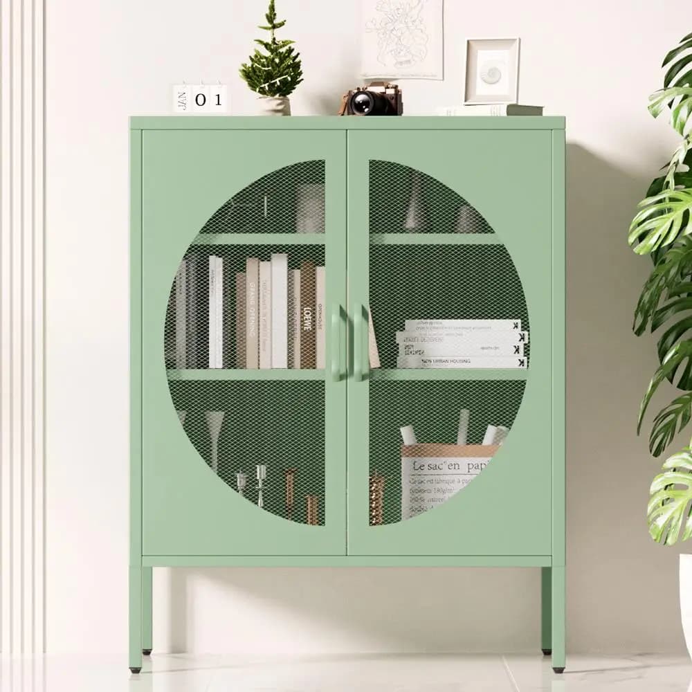 Artiss Green Metal Buffet Sideboard Storage Cabinet with Doors Modern Home Organizer