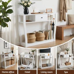 Modern White 100cm Entryway Console Table with Drawer Shelf for Hallway Sofa Side Table Storage Organizer