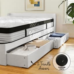 5 Zone Pocket Spring Single Mattress with Wooden Storage Bed Frame Set