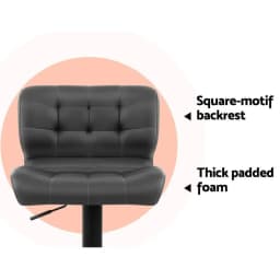 Modern Grey Leather Gas Lift Bar Stool Set of 2 Adjustable Padded Counter Chairs for Kitchen Island Home Dining