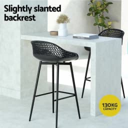 Set of 2 Black Outdoor Plastic Bar Stools Weather Resistant High Top Patio Chairs