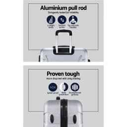 3 Piece 20 24 28 Inch Hardshell Spinner Luggage Set with TSA Lock Carry On Suitcase Silver