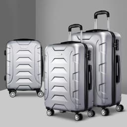 3 Piece 20 24 28 Inch Hardshell Spinner Luggage Set with TSA Lock Carry On Suitcase Silver