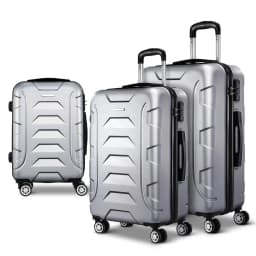 3 Piece 20 24 28 Inch Hardshell Spinner Luggage Set with TSA Lock Carry On Suitcase Silver