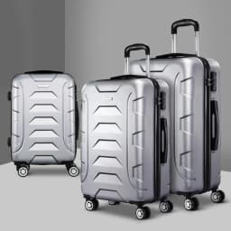 3 Piece 20 24 28 Inch Hardshell Spinner Luggage Set with TSA Lock Carry On Suitcase Silver