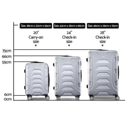 3 Piece 20 24 28 Inch Hardshell Spinner Luggage Set with TSA Lock Carry On Suitcase Silver