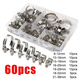 Stainless Steel Adjustable Worm Gear Hose Clamp Assortment Kit Screw Band Fasteners For Pipe Fuel Tube Faucet