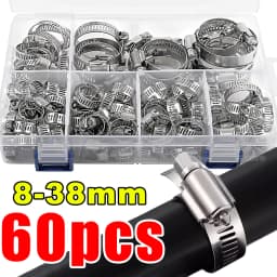Stainless Steel Adjustable Worm Gear Hose Clamp Assortment Kit Screw Band Fasteners For Pipe Fuel Tube Faucet