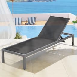 Foldable Aluminium Sun Lounge Outdoor Chaise with Wheels Patio Beach Recliner Chair