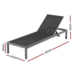Foldable Aluminium Sun Lounge Outdoor Chaise with Wheels Patio Beach Recliner Chair