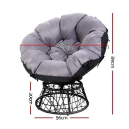 Outdoor Patio Lounge Furniture Wicker Papasan Chairs and Table Set Black