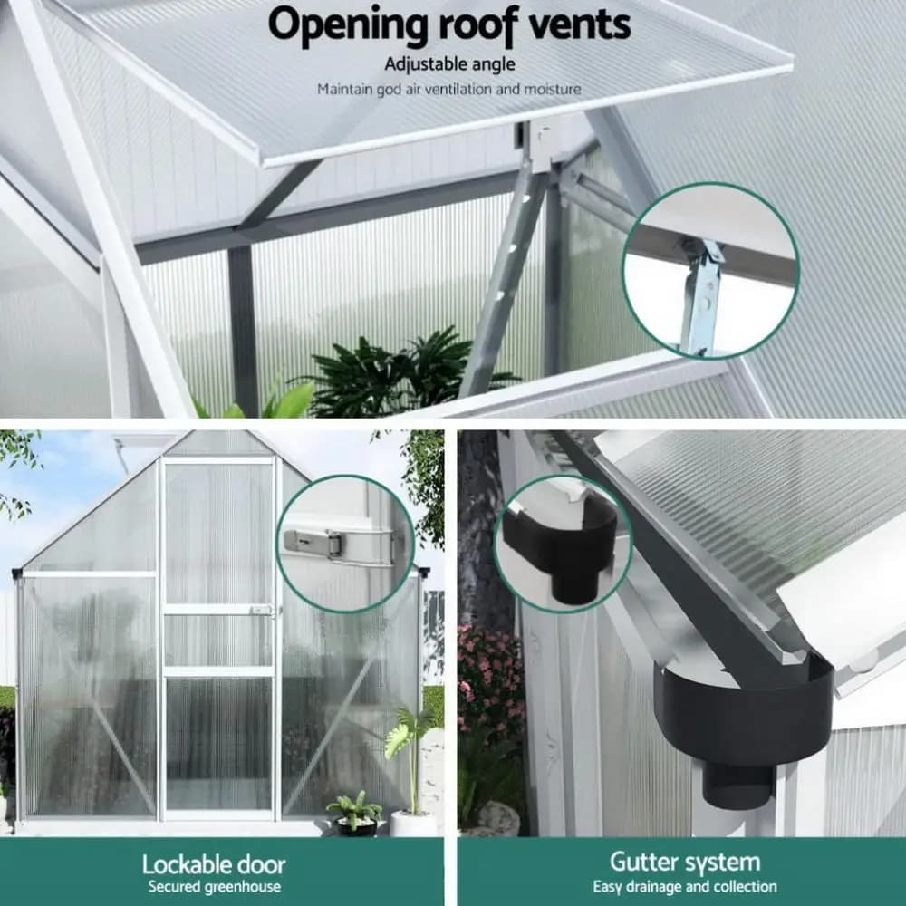 Aluminum Polycarbonate Garden Storage Shed Outdoor Weatherproof Tool House 1.3x1.9x2.0m