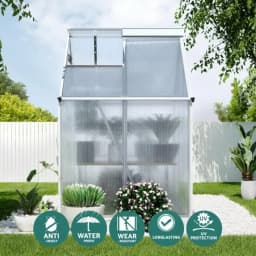 Aluminum Polycarbonate Garden Storage Shed Outdoor Weatherproof Tool House 1.3x1.9x2.0m