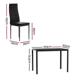 Black Dining Table Set With 4 Chairs 5 Piece Kitchen Dining Furniture Set for Home Apartment Restaurant