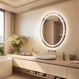 LUVODI Dual Illuminated Oval LED Mirror for Bathroom Shower Shaving,3 Color Temperature Options,Washroom Bedroom Makeup Mirror