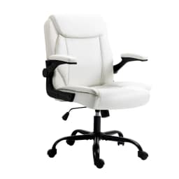 Ergonomic Mid Back White Office Chair Adjustable Swivel Task Chair for Home and Work
