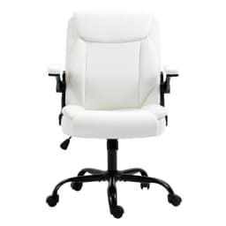 Ergonomic Mid Back White Office Chair Adjustable Swivel Task Chair for Home and Work