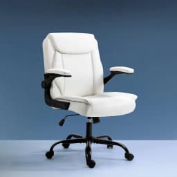 Ergonomic Mid Back White Office Chair Adjustable Swivel Task Chair for Home and Work