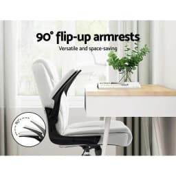 Ergonomic Mid Back White Office Chair Adjustable Swivel Task Chair for Home and Work