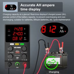 0-30V 0-10A 300W Adjustable DC Bench Power Supply Reverse Polarity Protection Auto Stop Full Charge CV CC Regulated Unit RV Caravan Camping Lithium AGM Lead Acid Battery Charging Auto DIY Battery Test OCP Safe Charger USB-A USB-C Fast Charge AU Plug