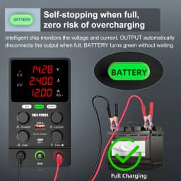0-30V 0-10A 300W Adjustable DC Bench Power Supply Reverse Polarity Protection Auto Stop Full Charge CV CC Regulated Unit RV Caravan Camping Lithium AGM Lead Acid Battery Charging Auto DIY Battery Test OCP Safe Charger USB-A USB-C Fast Charge AU Plug