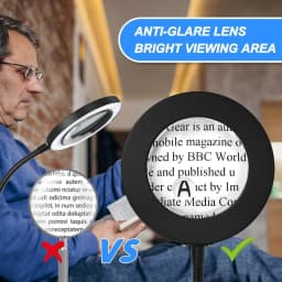 Large 20X 10X Magnifying Glass with Light and Stand 3-in-1 Floor Magnifying Lamp
