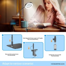 Large 20X 10X Magnifying Glass with Light and Stand 3-in-1 Floor Magnifying Lamp