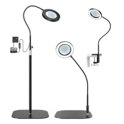 Large 20X 10X Magnifying Glass with Light and Stand 3-in-1 Floor Magnifying Lamp