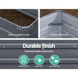 2 Pack 100x100x77cm Galvanised Raised Garden Bed Planter Box Durable Outdoor Container