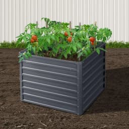 2 Pack 100x100x77cm Galvanised Raised Garden Bed Planter Box Durable Outdoor Container