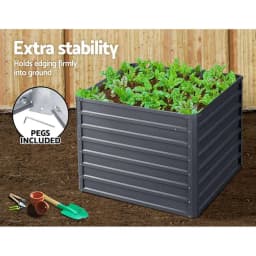 2 Pack 100x100x77cm Galvanised Raised Garden Bed Planter Box Durable Outdoor Container