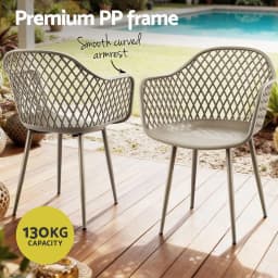4 Piece Outdoor Dining Chairs PP Lounge Chair Patio Furniture Garden Coffee Set