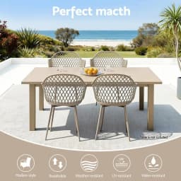 4 Piece Outdoor Dining Chairs PP Lounge Chair Patio Furniture Garden Coffee Set